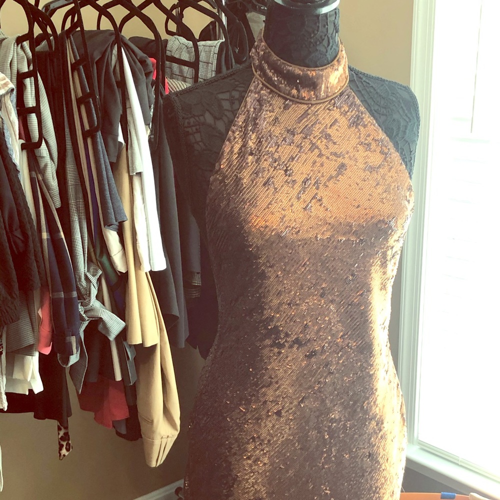 House of cb sequined halter dress